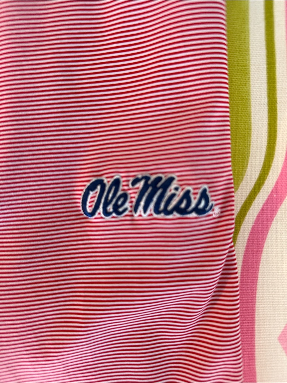 Men’s Peter Millar Tiebreaker Red &White Striped Ole Miss Polo Size Medium - Picture 3 of 4